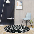 Sikunuo | Creepy Hole 3D Illusion Rug Black and White Modern Rug Polypropylene Pet-Friendly Antiskid Dirt-Resistant Rug for Living Room