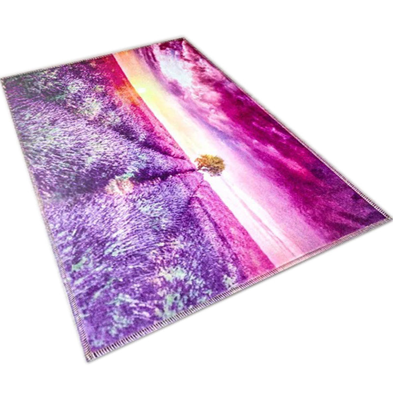 Sikunuo | Amazing Multicolor Natural Landscape Carpet Polyester Modern Carpet Stain Resistant Washable Non-Slip Back Carpet for Family Room