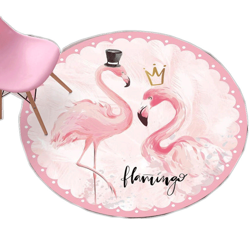 Sikunuo | Tropical Flamingo Rug Multicolor Synthetic Rug Washable Non-Slip Backing Pet Friendly Rug for Living Room