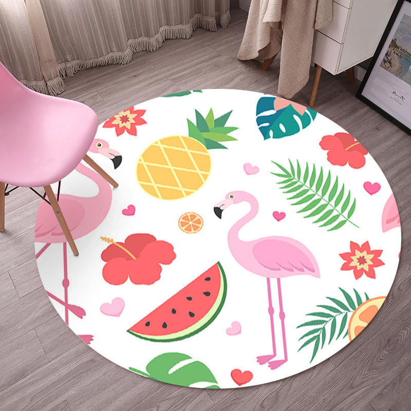 Sikunuo | Tropical Flamingo Rug Multicolor Synthetic Rug Washable Non-Slip Backing Pet Friendly Rug for Living Room