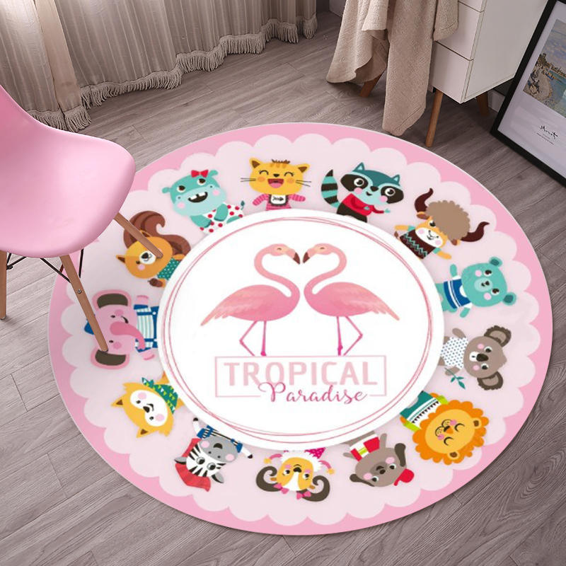 Sikunuo | Tropical Flamingo Rug Multicolor Synthetic Rug Washable Non-Slip Backing Pet Friendly Rug for Living Room