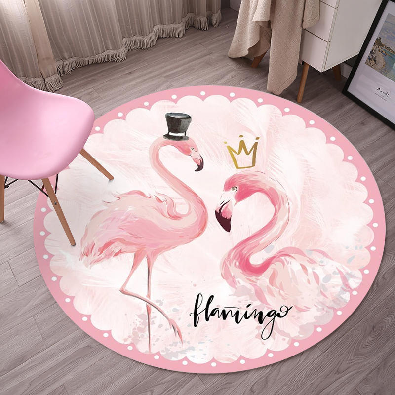 Sikunuo | Tropical Flamingo Rug Multicolor Synthetic Rug Washable Non-Slip Backing Pet Friendly Rug for Living Room
