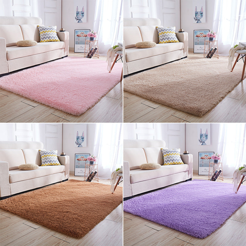 Sikunuo | Multicolored living room rug Nordic simple rug fluffy machine washable stain resistant non-slip back rug with braided edge