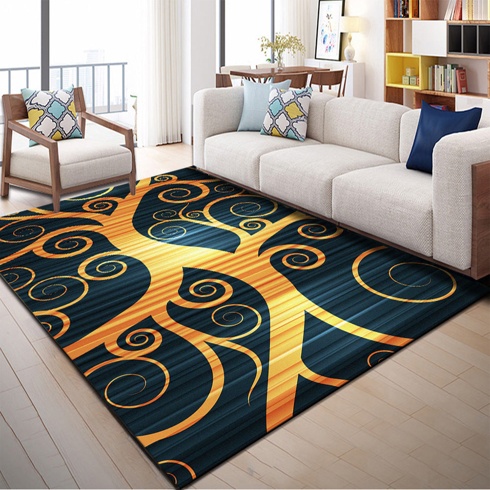 Sikunuo | Multi Color Geometric Graphic Rug Polypropylene Novelty Rug Machine Washable Non-Slip Stain Resistant Rug for Large Room
