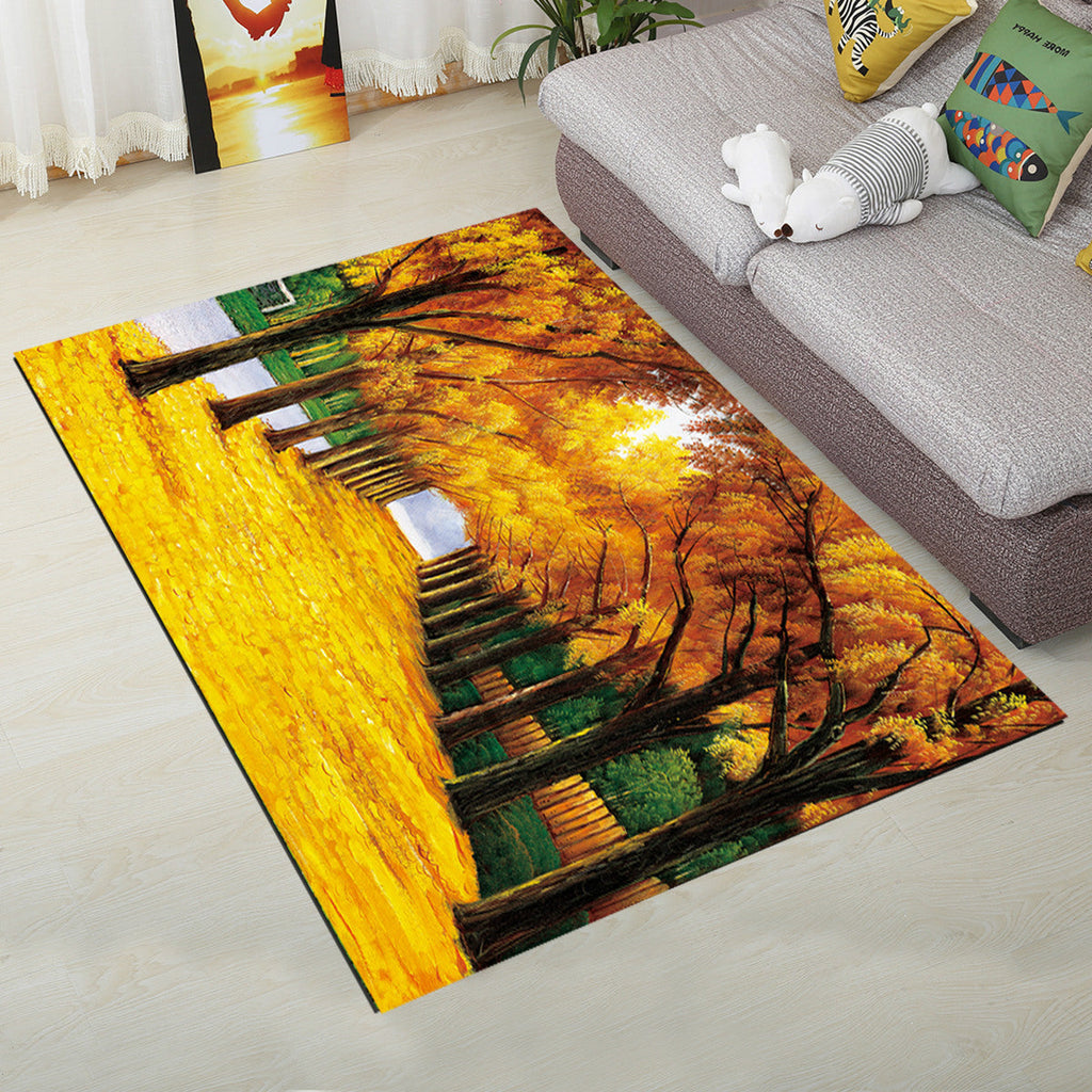 Sikunuo | Personality Scandinavian Carpet Multi Colors 3D Print Scenery Carpet Washable Non-slip Stain-resistant Rug for Home