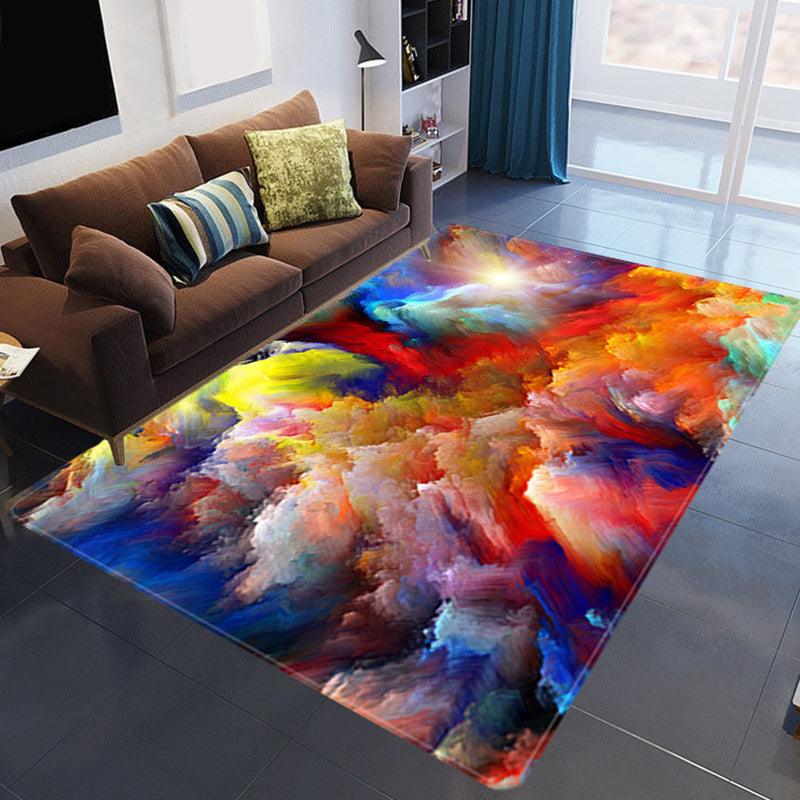 Sikunuo | Magnificent 3D Evening Clouds Rug Multicolor Modern Rug Synthetic Washable Stain Resistant Nonslip Back Rug for Living Room