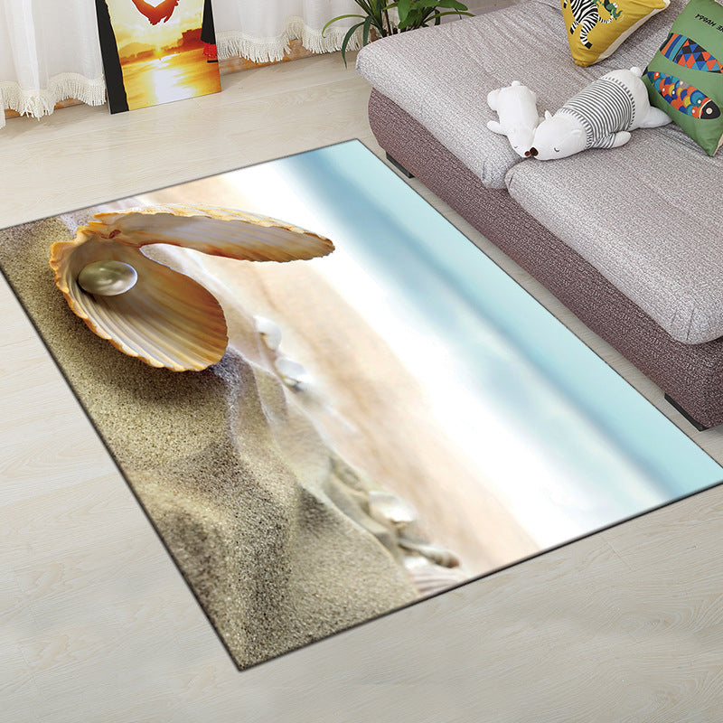 Sikunuo | Multi-Color Modern Rug Polyester Digital Graphic Living Room Rug Non-Slip Back Pet-Friendly Washable Rug for Guest Room