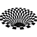 Sikunuo | Decorative Black-White Modern Carpet Polyester 3D Trick Art Checked Pattern Carpet Stain-Resistant Non-Slip Backing Washable Carpet for Home