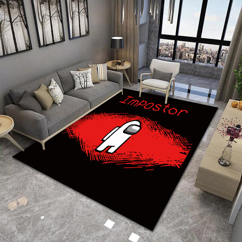 Sikunuo | Modern Brain Deception 3D Carpet Black Synthetic Area Rug Machine Washable Stain Resistant Non-Slip Rug for Living Room