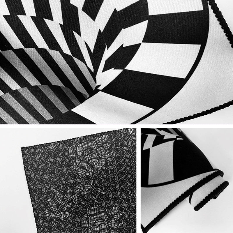 Sikunuo | Interesting Novelty Dress Black-White 3D Illusion Checkered Fleece Stain-Resistant Pet-Friendly Anti-Slip Background Rug for Bedroom