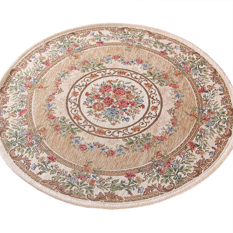 Sikunuo | Nostalgia Multicolored Peony Rug Polypropylene Antique Rug Pet Friendly Non-Slip Back Stain Resistant Rug for Large Rooms