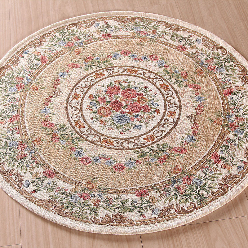 Sikunuo | Nostalgia Multicolored Peony Rug Polypropylene Antique Rug Pet Friendly Non-Slip Back Stain Resistant Rug for Large Rooms