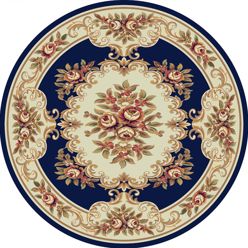 Sikunuo | Victorian Bedroom Carpet Multicolored Peony Carpet Polyester Stain Resistant Washable Non-Slip Carpet