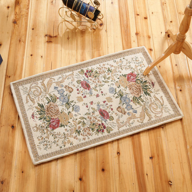Sikunuo | Classic Jacquard Carpet Multicolored Retro Carpet Polypropylene Stain Resistant Non-Slip Backing Washable Carpet for the Door