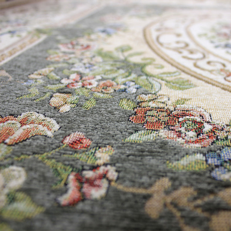 Sikunuo | Classic Jacquard Carpet Multicolored Retro Carpet Polypropylene Stain Resistant Non-Slip Backing Washable Carpet for the Door