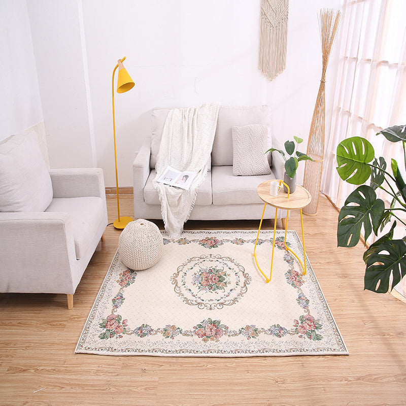 Sikunuo | Victorian floral structure carpet Multicolor Synthetic carpet Washable Non-slip Stain-resistant carpet for bedroom