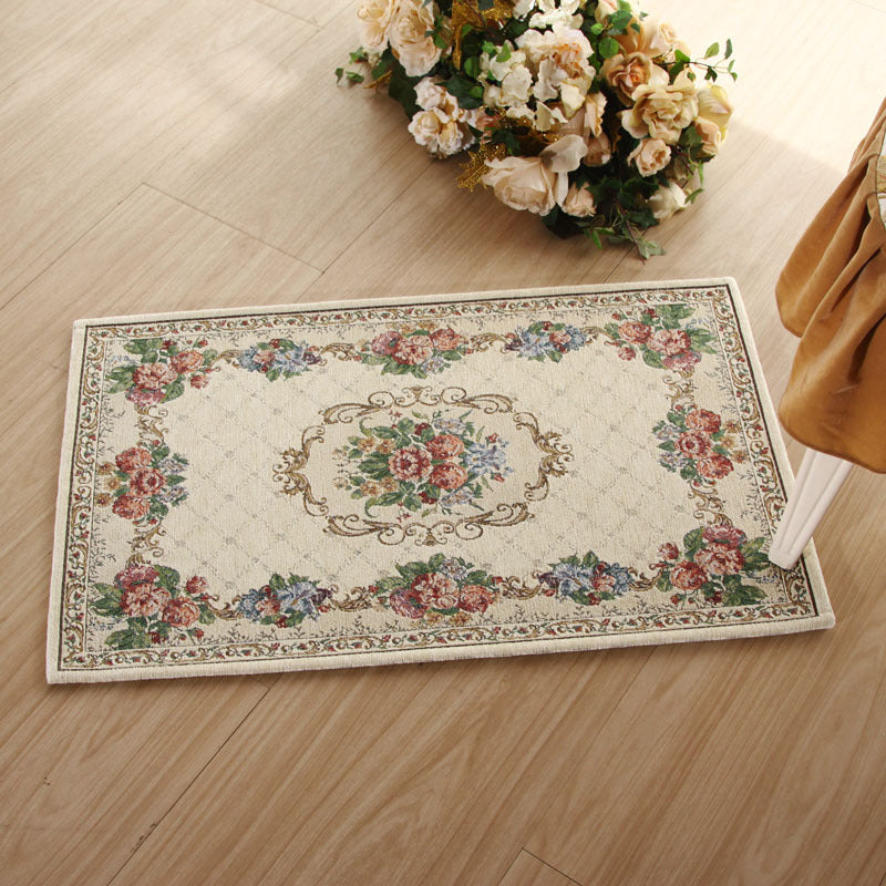 Sikunuo | Victorian floral structure carpet Multicolor Synthetic carpet Washable Non-slip Stain-resistant carpet for bedroom