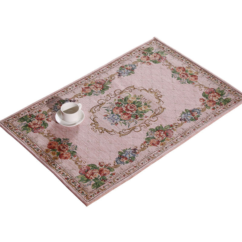 Sikunuo | Victorian floral structure carpet Multicolor Synthetic carpet Washable Non-slip Stain-resistant carpet for bedroom