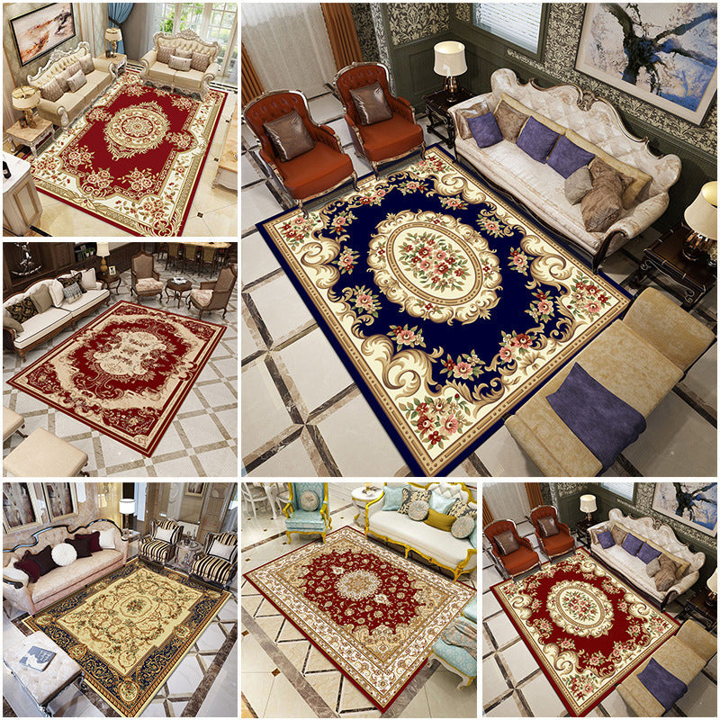Sikunuo | Beautiful multicolored jacquard rug polypropylene traditional rug stain-resistant washable non-slip backing rug for room