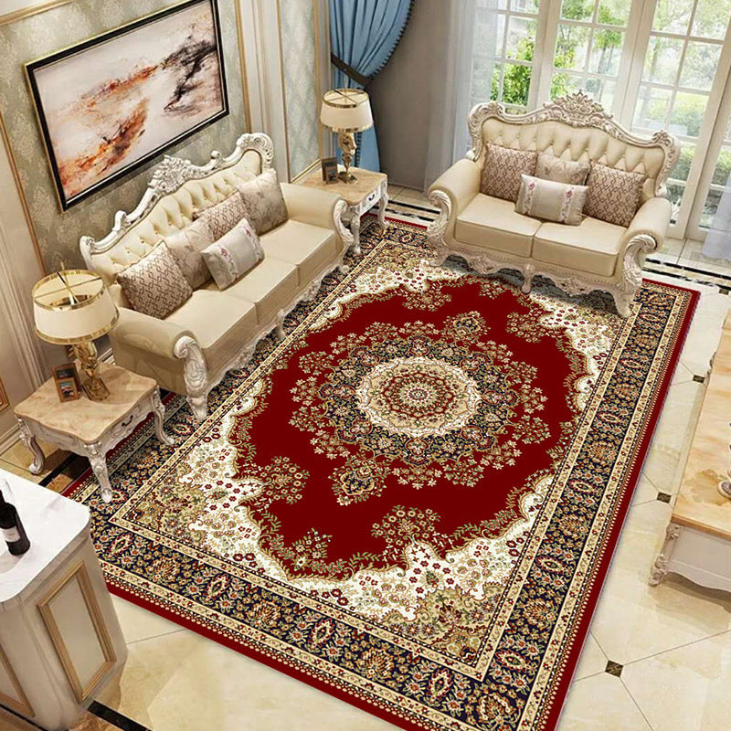 Sikunuo | Beautiful multicolored jacquard rug polypropylene traditional rug stain-resistant washable non-slip backing rug for room