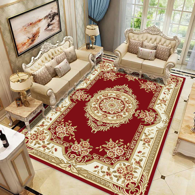 Sikunuo | Beautiful multicolored jacquard rug polypropylene traditional rug stain-resistant washable non-slip backing rug for room