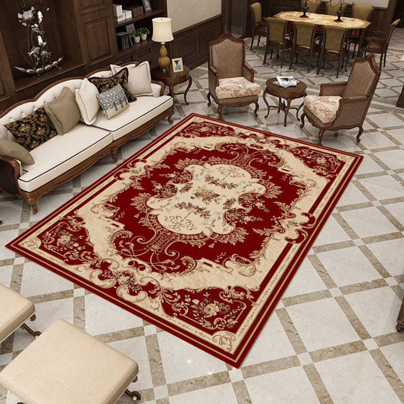 Sikunuo | Beautiful multicolored jacquard rug polypropylene traditional rug stain-resistant washable non-slip backing rug for room