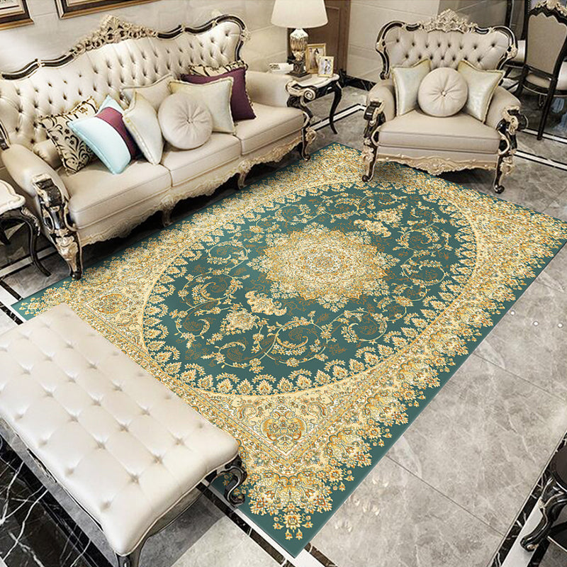 Sikunuo | Glam Floral Swirls Rug Multicolor Victorian Rug Synthetic Pet Friendly Non-Slip Stain Resistant Carpet for Home