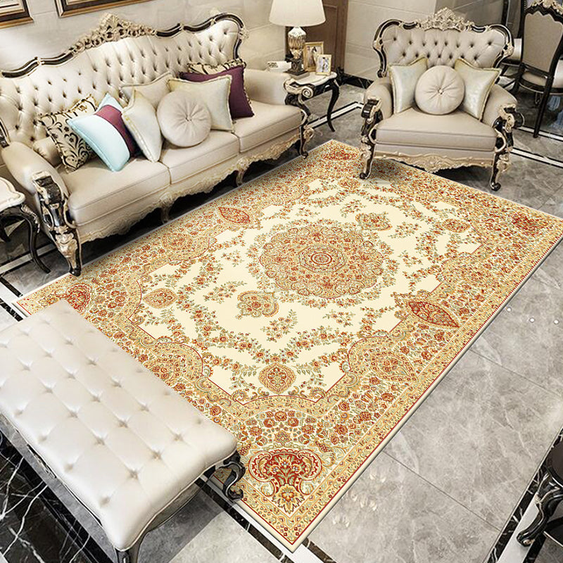 Sikunuo | Glam Floral Swirls Rug Multicolor Victorian Rug Synthetic Pet Friendly Non-Slip Stain Resistant Carpet for Home