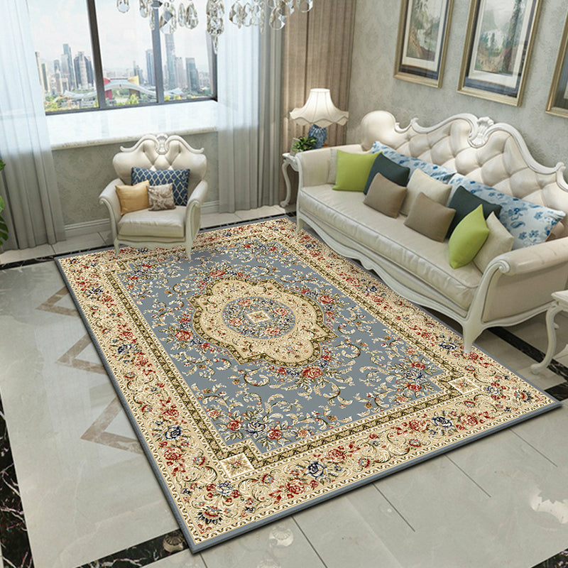 Sikunuo | Glam Floral Swirls Rug Multicolor Victorian Rug Synthetic Pet Friendly Non-Slip Stain Resistant Carpet for Home