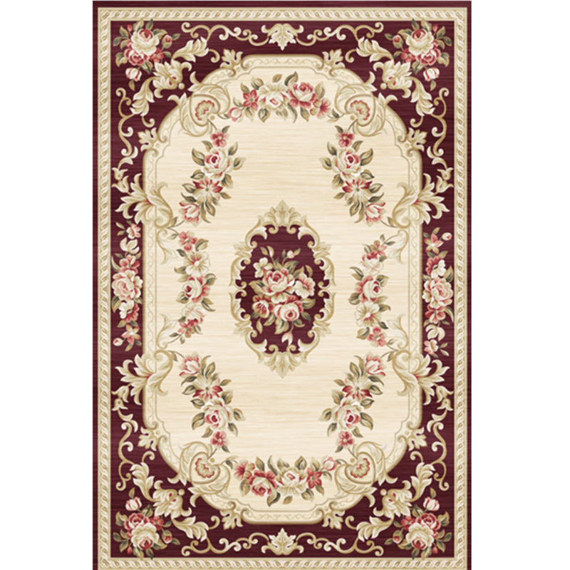 Sikunuo | Peony Patterned Rug Multicolor Rug Stain Resistant Non-Slip Back Machine Washable Rug for Living Room