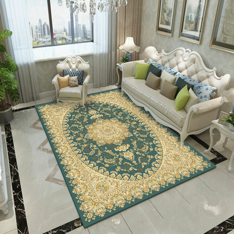 Sikunuo | Fancy Victoria Rug Multi-Colored Flower Rug Non-Slip Washable Pet-Friendly Rug for the Living Room