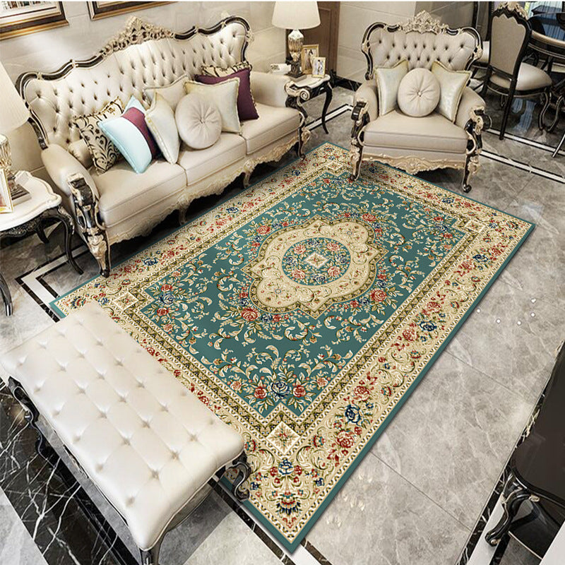 Sikunuo | Fancy Victoria Rug Multi-Colored Flower Rug Non-Slip Washable Pet-Friendly Rug for the Living Room