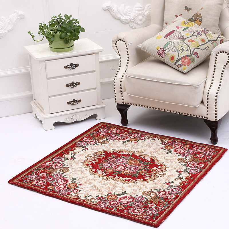 Sikunuo | Victorian Style Foyer Carpet Multicolored Floral Pattern Carpet Polypropylene Pet Friendly Non-Slip Back Washable Carpet