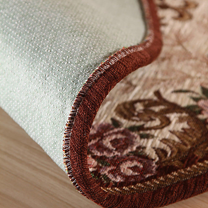 Sikunuo | Victorian Style Foyer Carpet Multicolored Floral Pattern Carpet Polypropylene Pet Friendly Non-Slip Back Washable Carpet