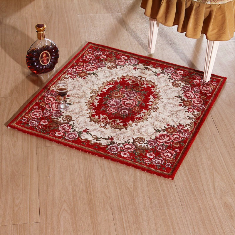 Sikunuo | Victorian Style Foyer Carpet Multicolored Floral Pattern Carpet Polypropylene Pet Friendly Non-Slip Back Washable Carpet