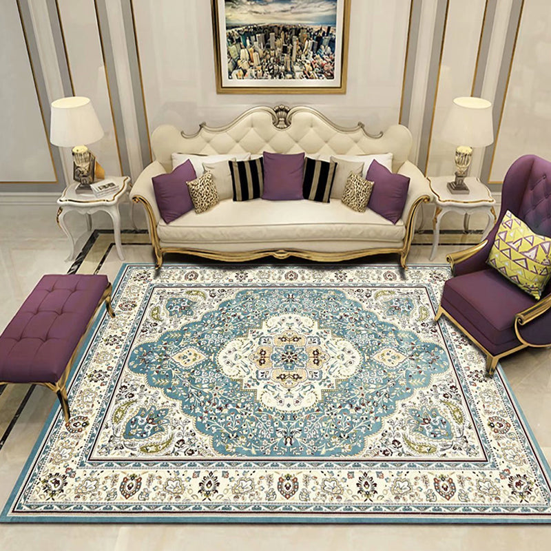 Sikunuo | Victoria Print Carpet Multicolored Polypropylene Carpet Non-Slip Stain Resistant Washable Indoor Carpet for Living Room