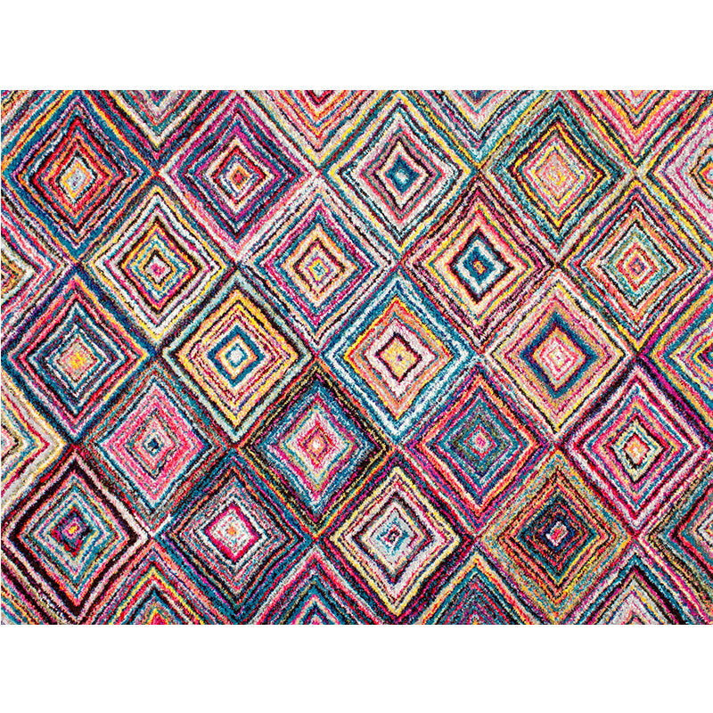 Sikunuo | Worn Moroccan Rug Multicolored Patterned Rug Non-Slip Machine Washable Stain Resistant Rug for Home