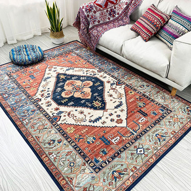 Sikunuo | Moroccan living room carpet More colors Printed carpet Cotton Non-slip Machine washable Pet-friendly carpet