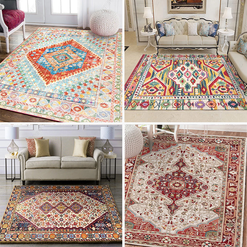 Sikunuo | Moroccan living room carpet More colors Printed carpet Cotton Non-slip Machine washable Pet-friendly carpet