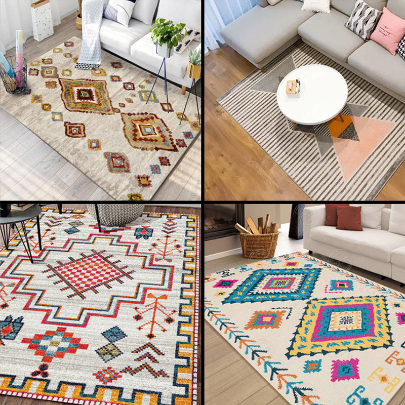 Sikunuo | Moroccan living room carpet More colors Printed carpet Cotton Non-slip Machine washable Pet-friendly carpet