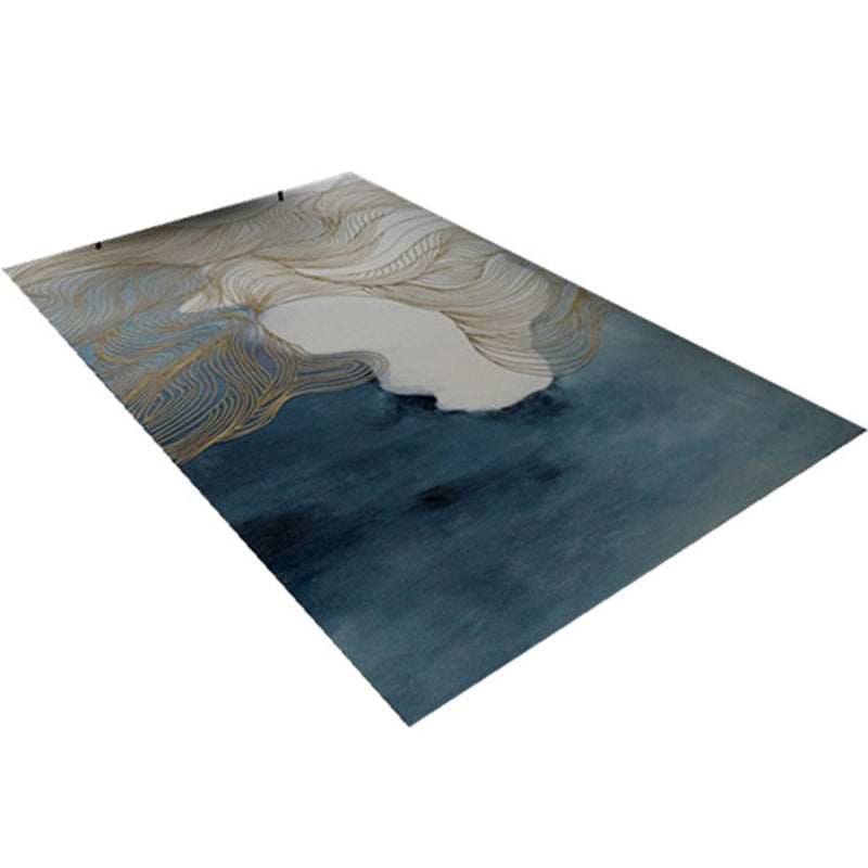 Sikunuo | Asian abstract flowing print carpet Multicolor synthetic carpet pet-friendly washable non-slip flooring for living room