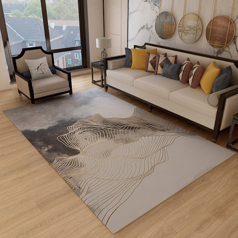 Sikunuo | Asian abstract flowing print carpet Multicolor synthetic carpet pet-friendly washable non-slip flooring for living room