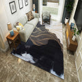 Sikunuo | New Chinoiserie Area Rug Multi Colored Abstract Wave Rug Stain Resistant Washable Non-Slip Backing Rug for Lounge