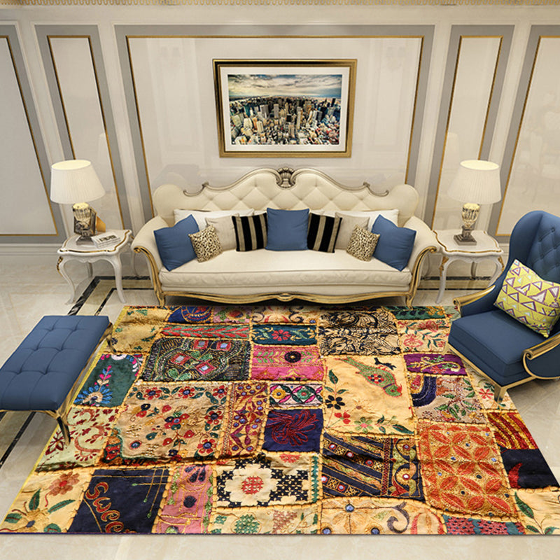 Sikunuo | Nostalgia Chamber Rug Multicolored Jacquard Rug Synthetic Pet Friendly Non-Slip Back Machine Washable Rug