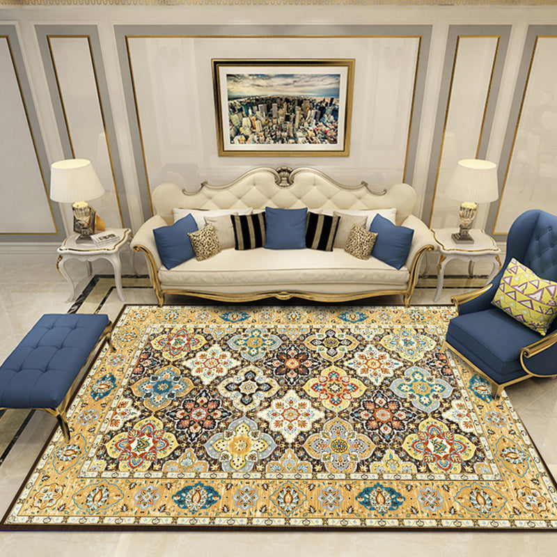 Sikunuo | Nostalgia Chamber Rug Multicolored Jacquard Rug Synthetic Pet Friendly Non-Slip Back Machine Washable Rug