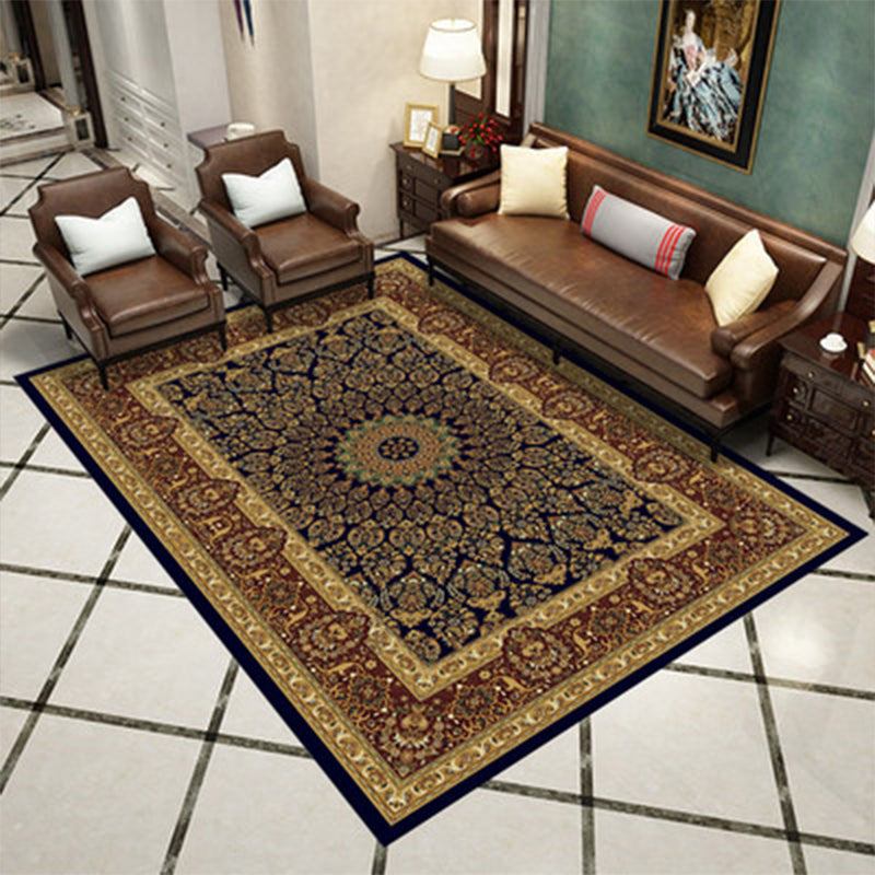 Sikunuo | Grandeur Multicolored Victorian Carpet Polyester Floral Pattern Carpet Pet Friendly Washable Non-Slip Carpet for Living Room