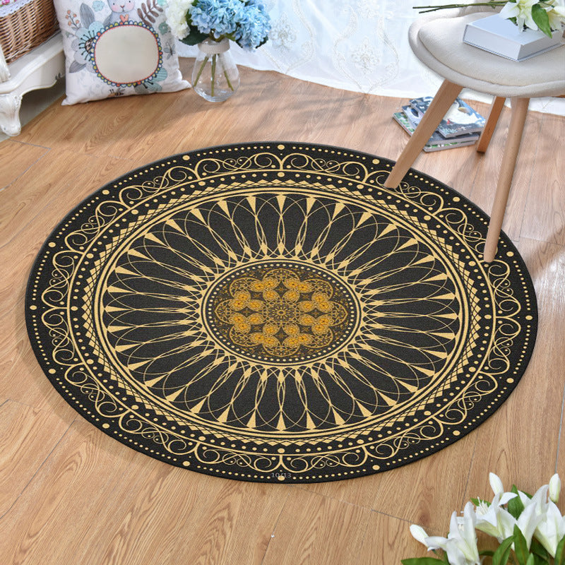 Sikunuo | Ethnic Multicolor Print Carpet Polyester Persian Carpet Stain Resistant Machine Washable Non-Slip Carpet for the Living Room