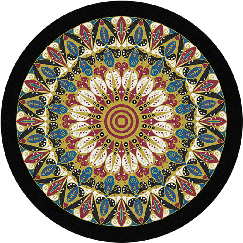 Sikunuo | Retro Moroccan Style Rug Multi-Colors Mandala Rug stain-resistant machine washable non-slip backing rug for the door