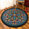 Sikunuo | Retro Moroccan Style Rug Multi-Colors Mandala Rug stain-resistant machine washable non-slip backing rug for the door