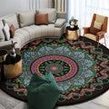 Sikunuo | Exotic Mandala EKRAN RUG Multicolor Persian Carpet Synthetic Washable Pet-Friendly Non-Slip Rug for Living Room